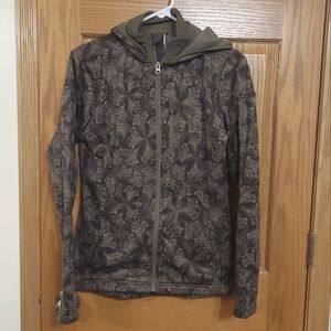 Brown/Black Northface Zipup w. hood. Womens M